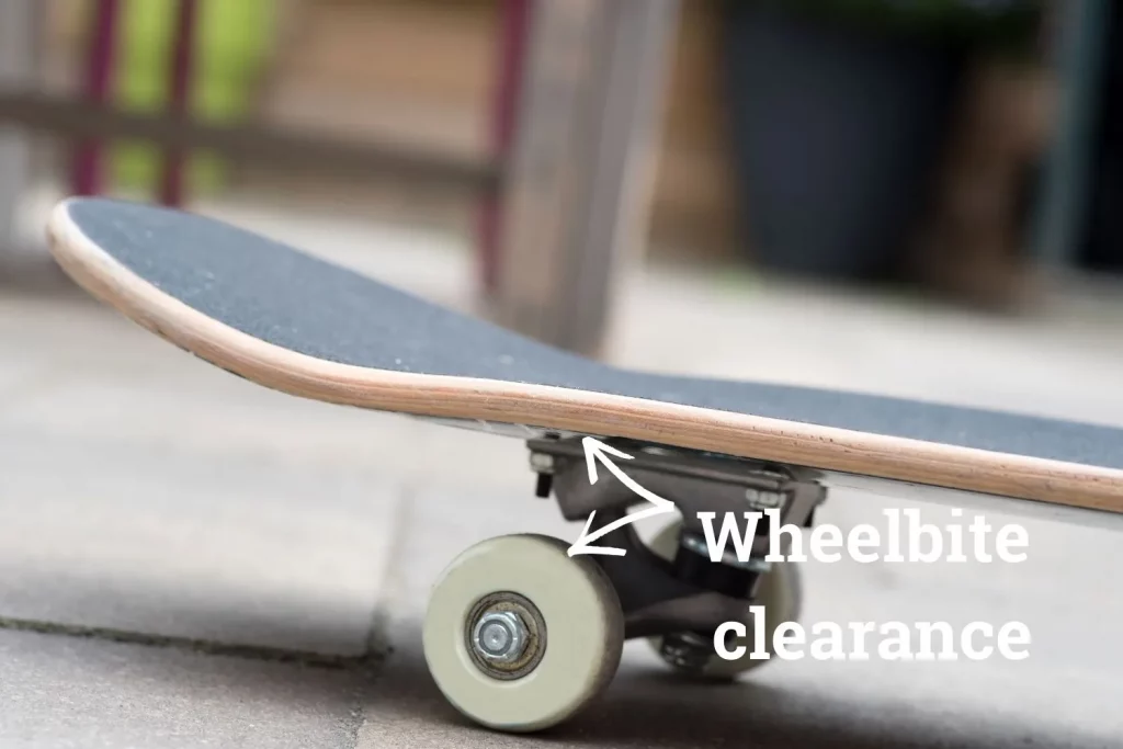 the gap between skateboard wheels and deck indicates wheelbite 